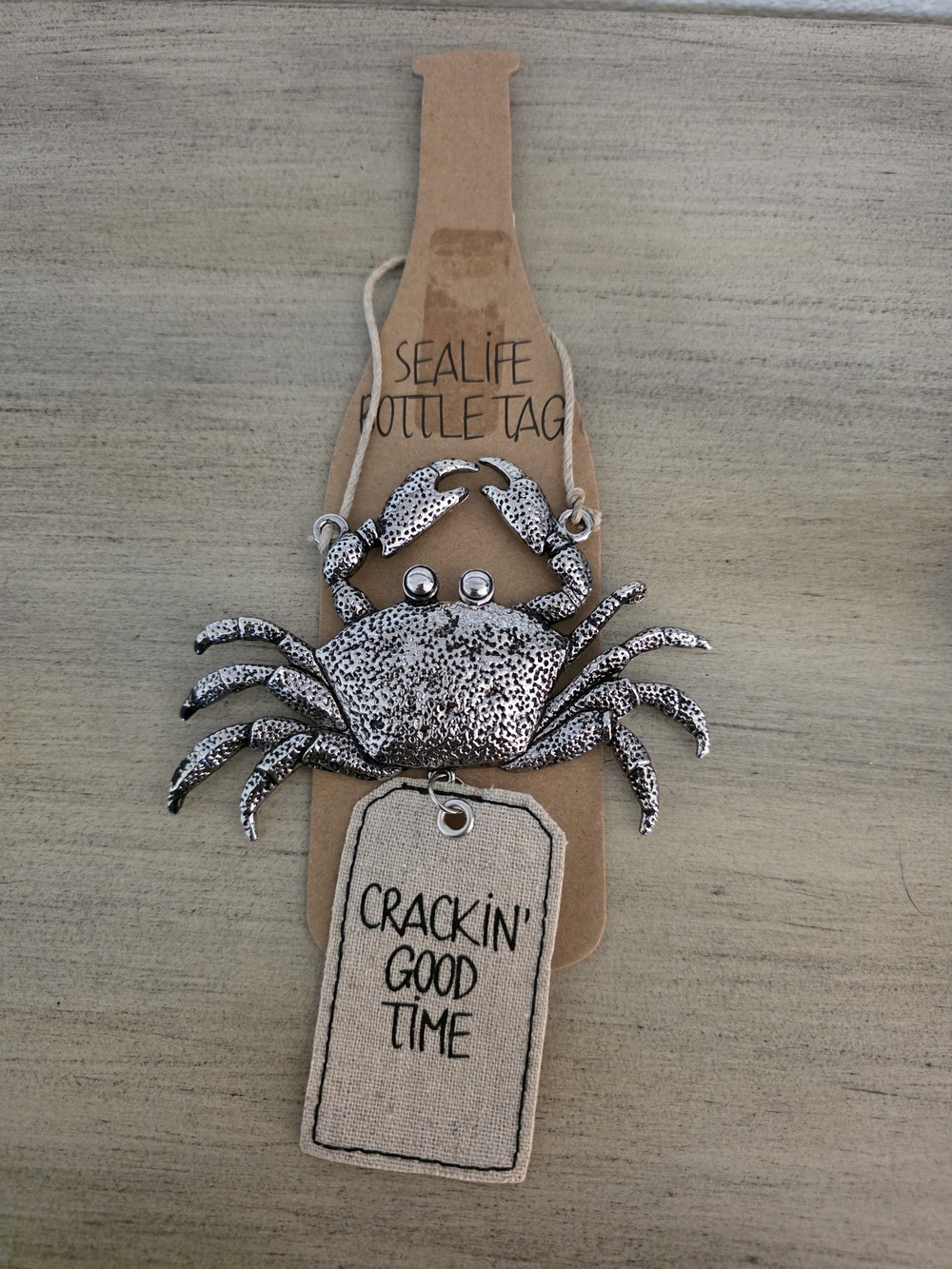 Mudpie Crab Bottle Tag Crackin Good Time.